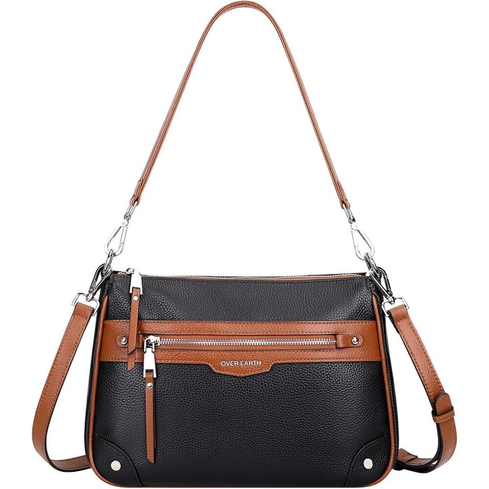 Genuine Leather Crossbody Bag For Women Medium Shoulder Hobo With Multiple Pocke